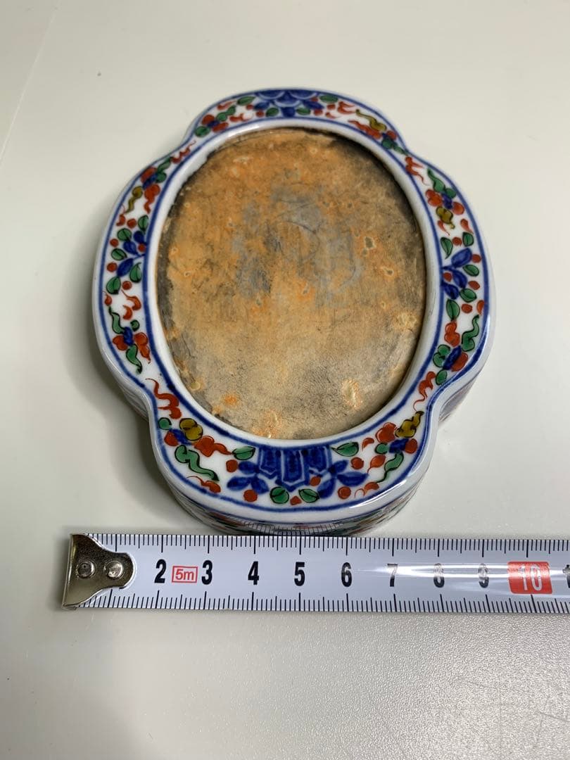 中国 硯 中国美術 大明萬歴年製 五彩龍文陶硯