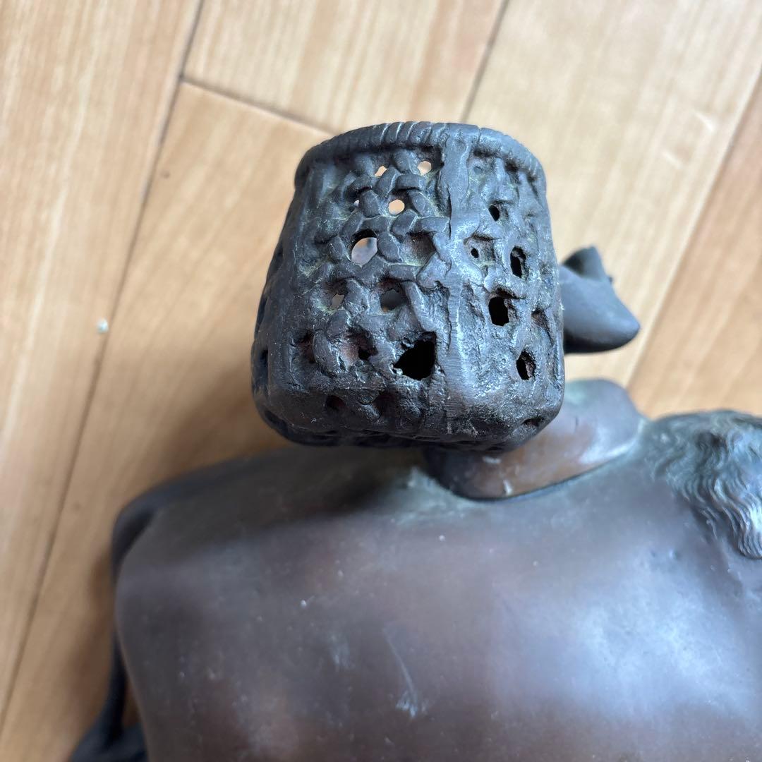 銅製 牛に乗る笛吹童子