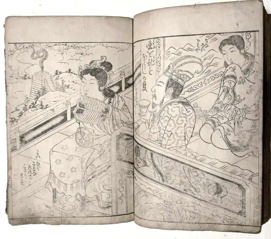 貴重春画大型本黒摺版画、女貞訓下所文庫月岡雪鼎画、明和5年頃出版（1768頃)