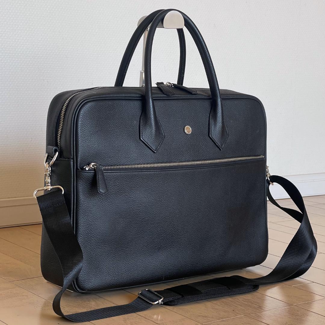 【美品・定価85,800円】hinn エンボスレザー ビジネスバッグ(オマケ付)