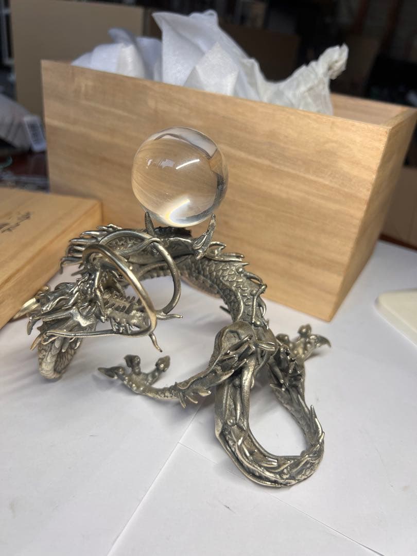 高岡銅器 洋銀 吉祥昇龍 (作・須賀月芳)き