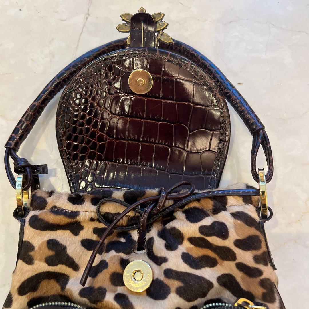 ブルマリン　ヒョウ柄ビジュー付きハンドバッグ