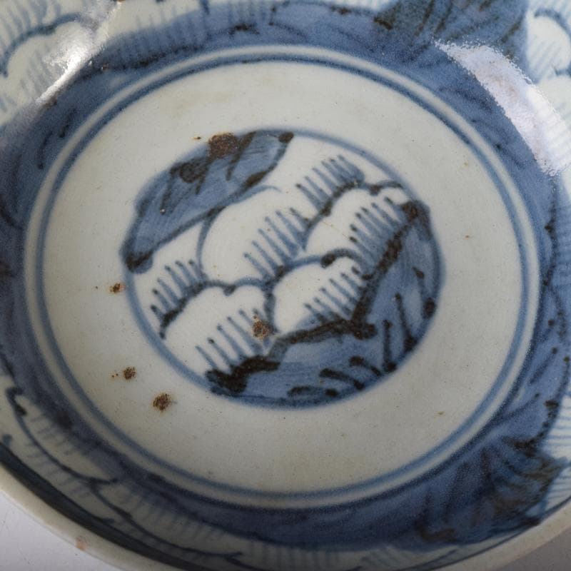 和食器　伊万里焼　古伊万里　染付　花草文　皿　八客　時代箱付　C　7626