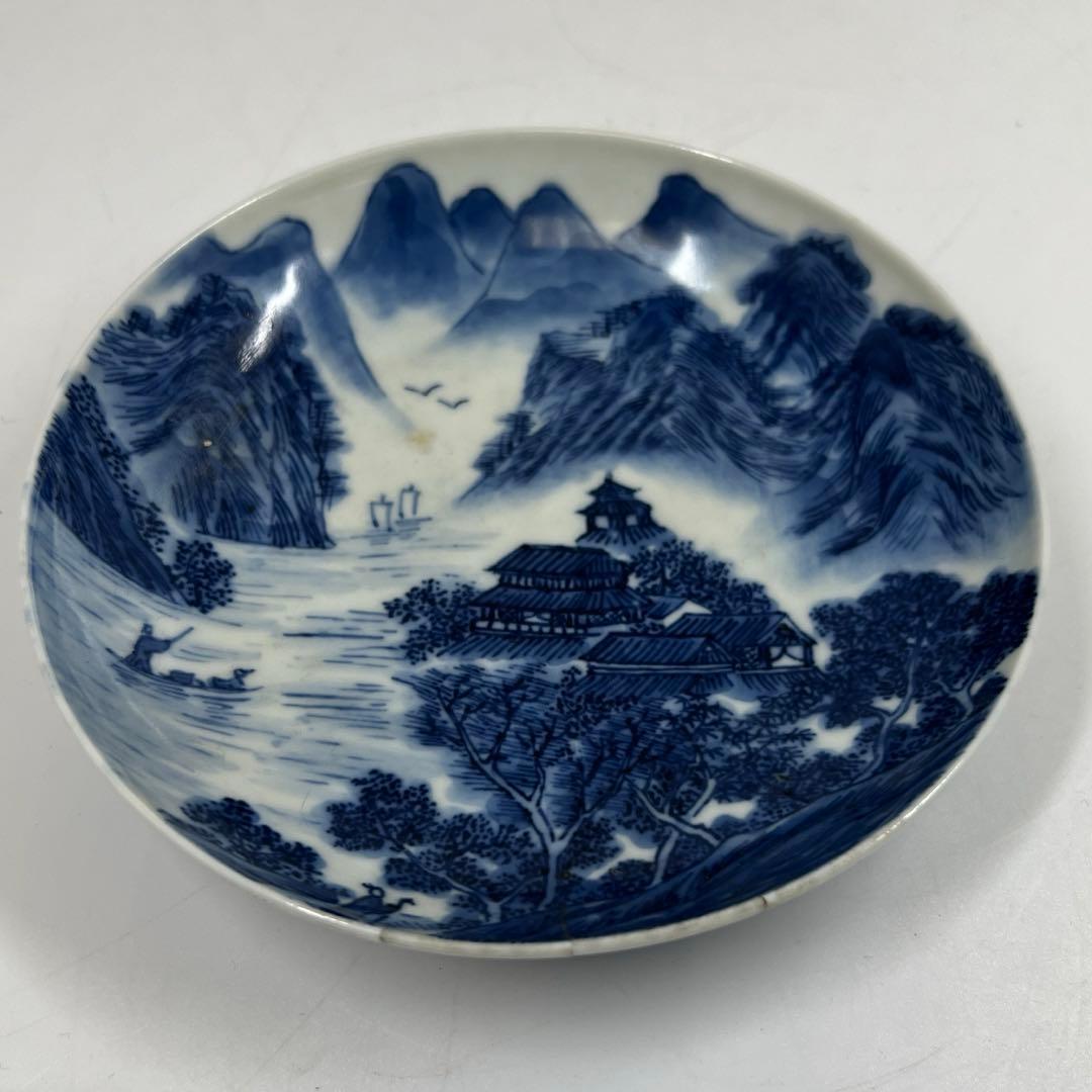 中国清時代　大清乾隆年製　青花　中皿　直径13.5㎝　東T7-0601①