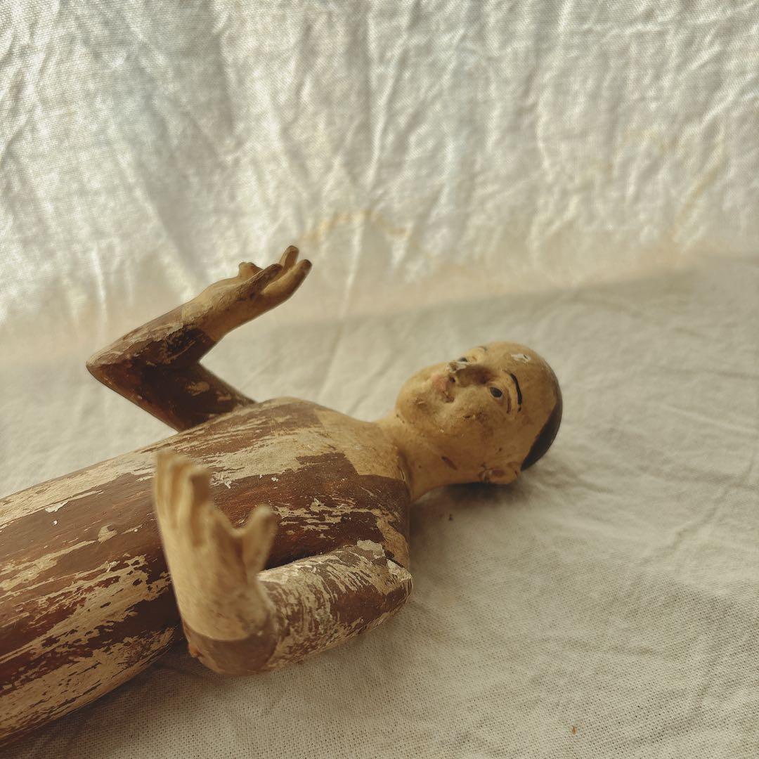 木彫彩色　幼子キリスト像　聖品　ブロカント　フランス　アンティーク