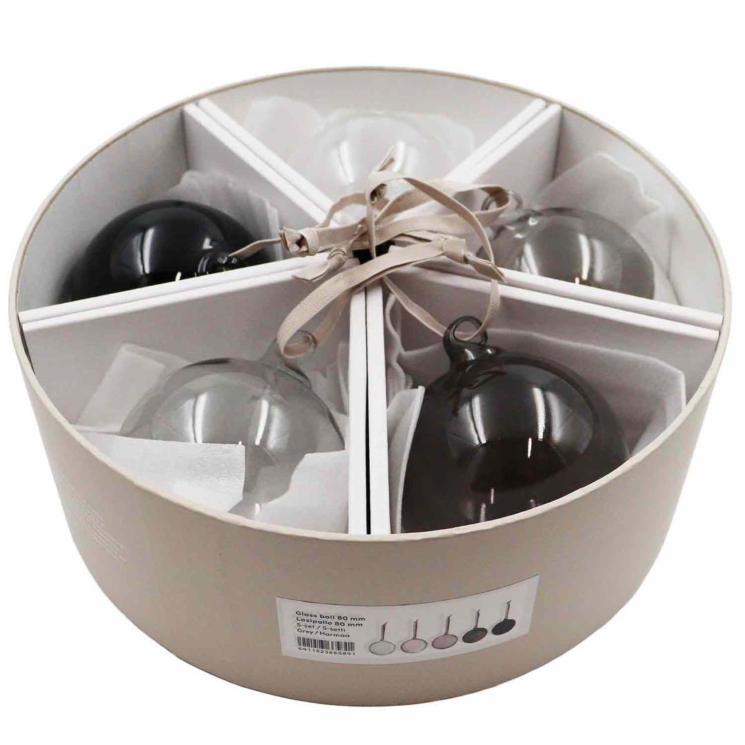  イッタラ ガラスオーナメントボール 35個セット グレー レッド