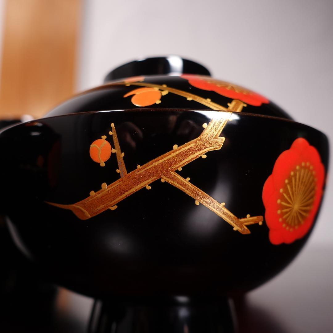 輪島塗 黒塗 梅花蒔絵 吸物椀 5客 共箱