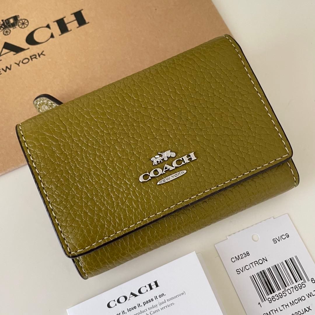 COACH コーチ　三つ折り財布　シトロン　ミニウォレット