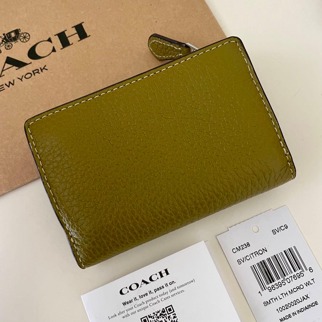 COACH コーチ　三つ折り財布　シトロン　ミニウォレット