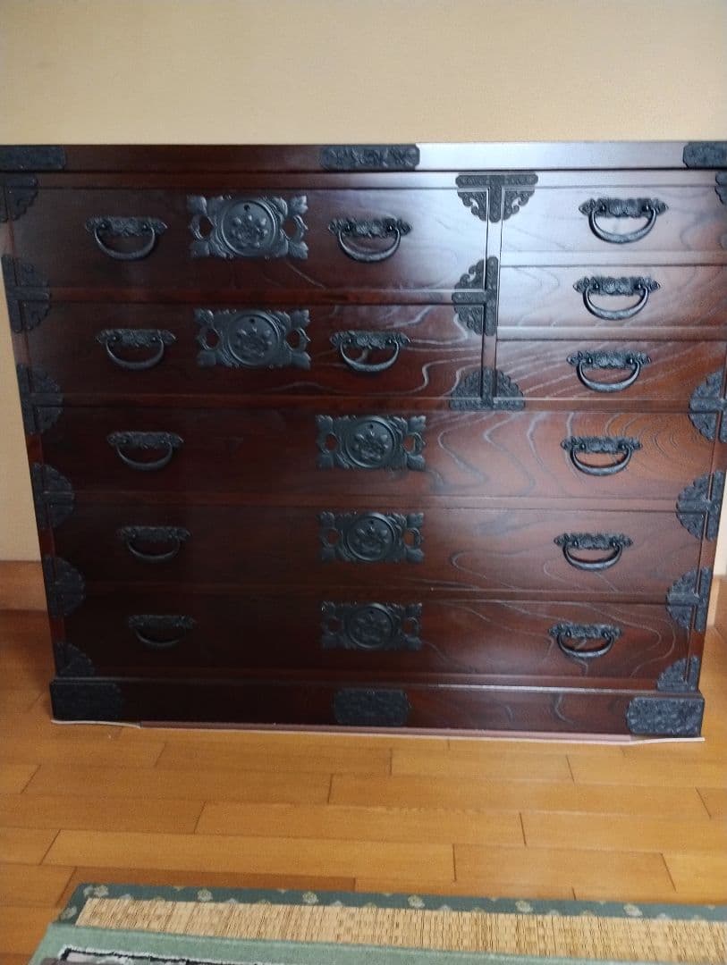 木製タンス ダークブラウン 6引き出し