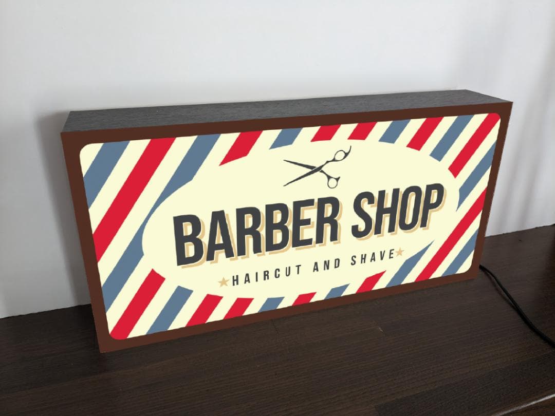 【Lサイズ】バーバー 理容 ヘアーサロン 床屋 看板 置物 雑貨 ライトBOX