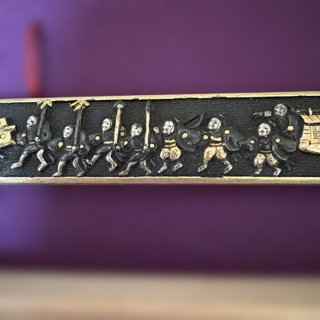 骨董品　古美術　金銀象嵌 赤銅魚々子地小柄 趣深き逸品です　刀装具