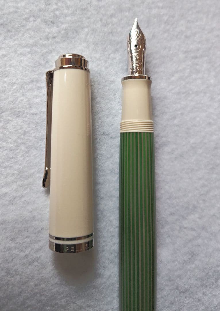限定品　万年筆　ペリカン　スーベレーンM605　グリーンホワイト　ペン先M　中字