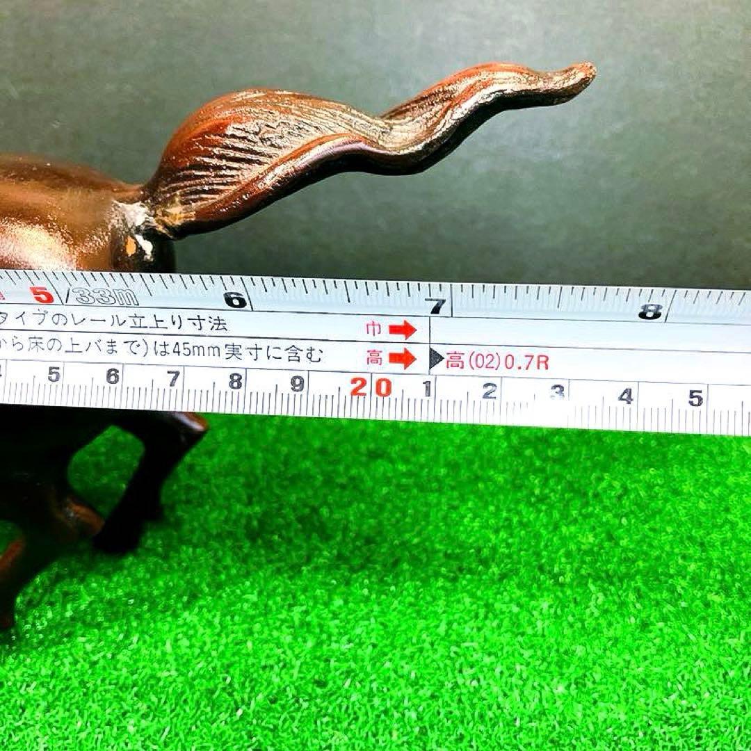 【重厚1.4kg】昭和レトロ 鉄製 躍動馬 ブロンズ調 飾馬 鋳物 文鎮