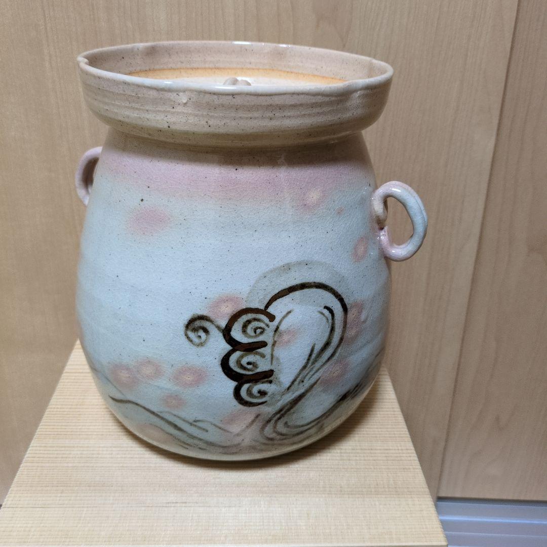 銹絵波文　袋型水指　香舟　栗田口焼　茶道　茶道具