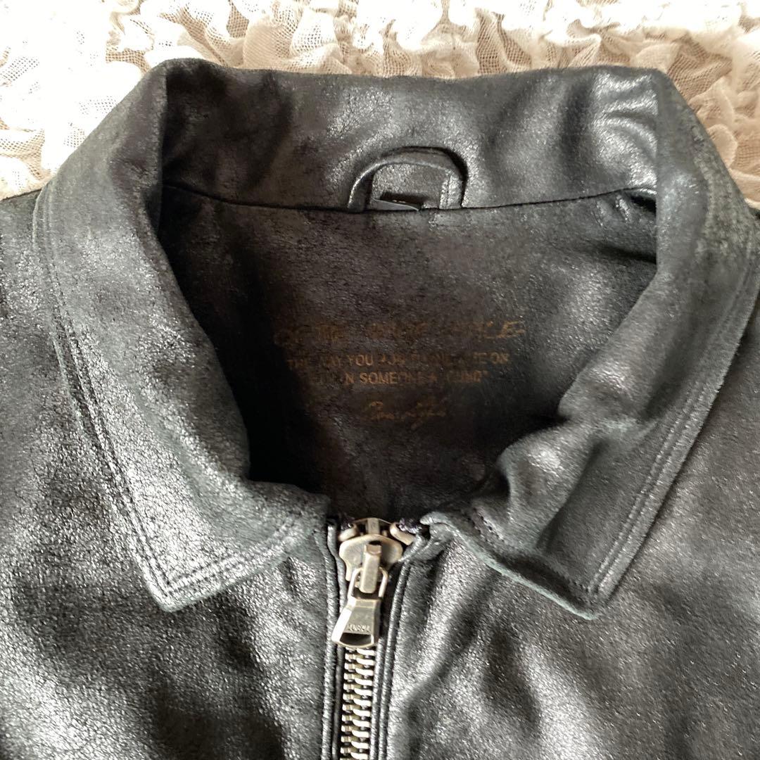 オブザネ－ジュスタイル　ホースレザー　シングルライダース　ジャケット　裏地総柄