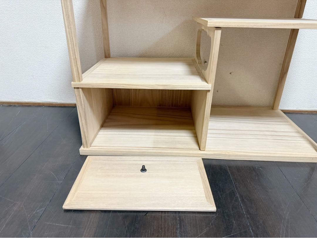 ほぼ未使用 茶道具 桐木地 利休袋棚 志野棚 組立式 炉用 利休好写し 紙箱