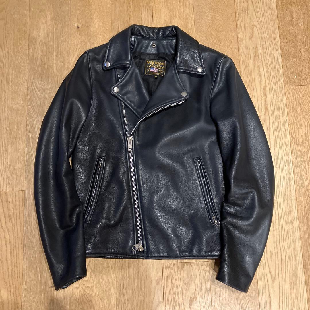 ネイビー　ダブルライダーズ　バンソン　Vanson ボーイズマーケット別注