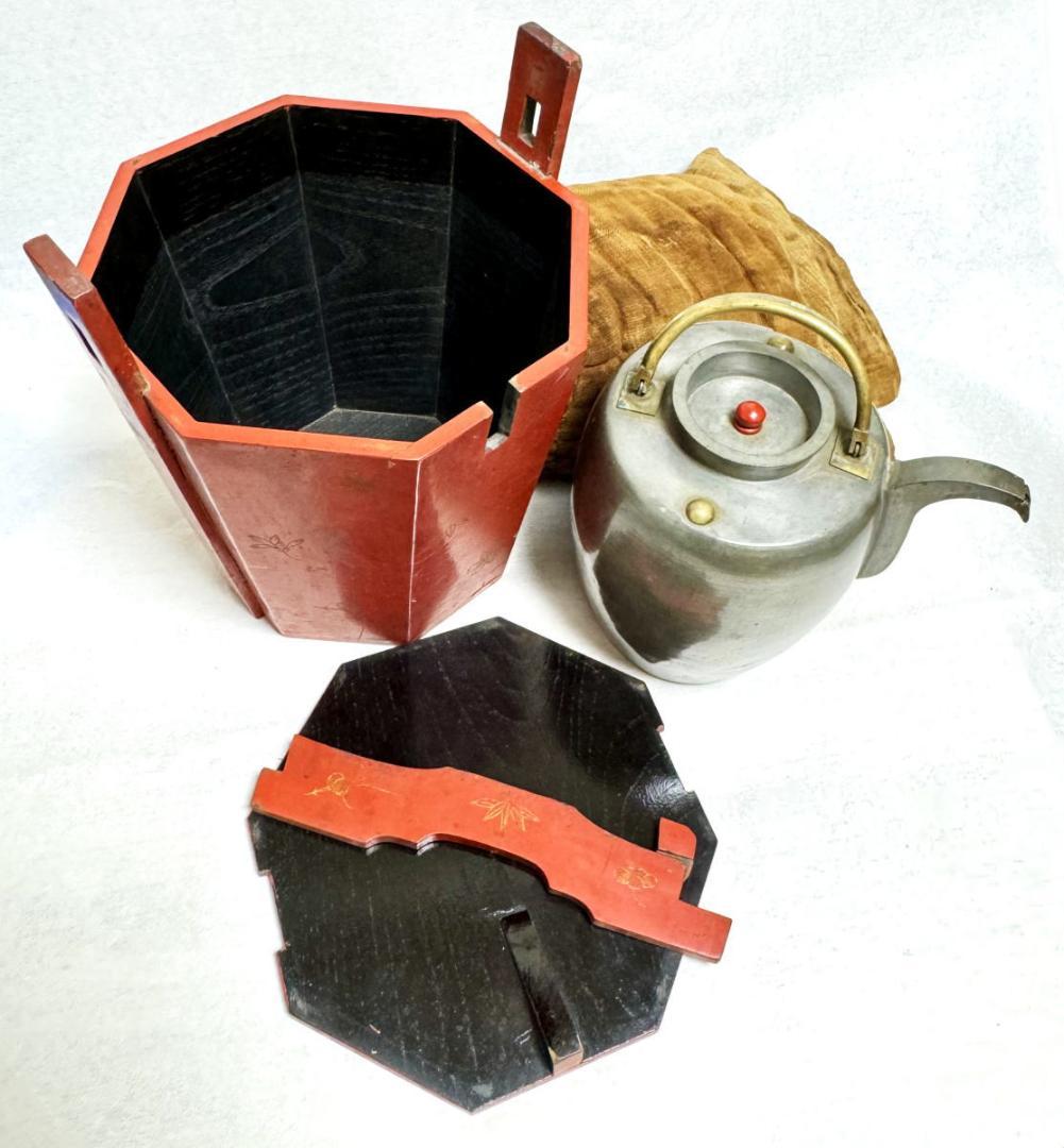 古琉球王国 朱塗沈金湯庫 タークー 錫茶壺 水注 茶道具 江戸 WWST001