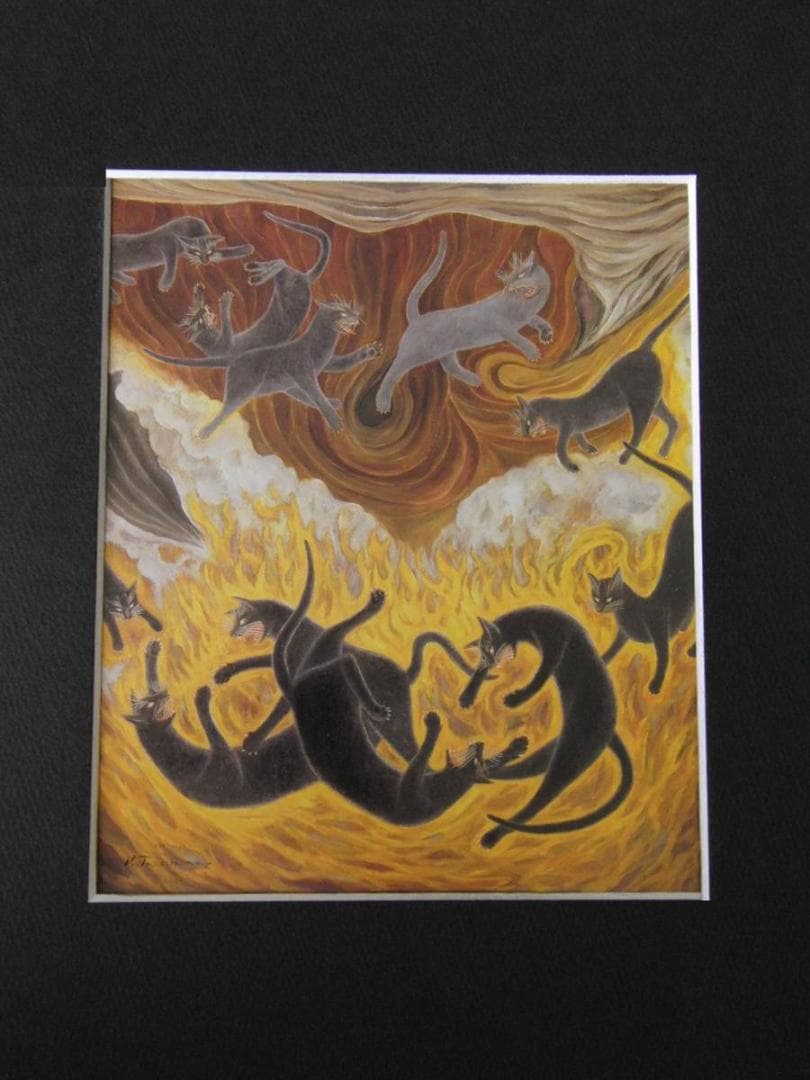 橘公俊、【煩悩の炎】、希少な額装用画集より、新品額装付、状態良好