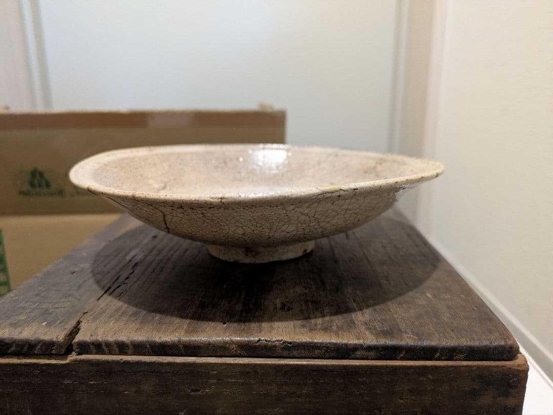 時代物　李朝　井戸茶碗　平茶碗　仕覆付　夏茶碗　骨董品　金直し