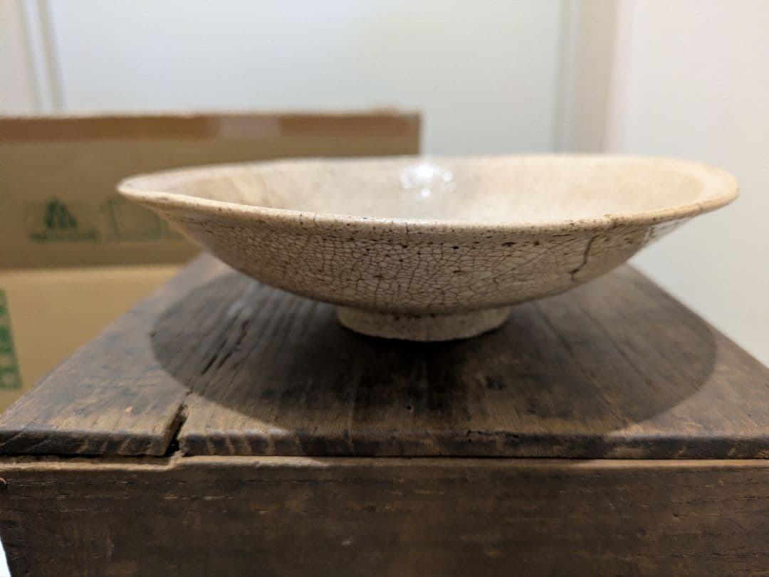 時代物　李朝　井戸茶碗　平茶碗　仕覆付　夏茶碗　骨董品　金直し