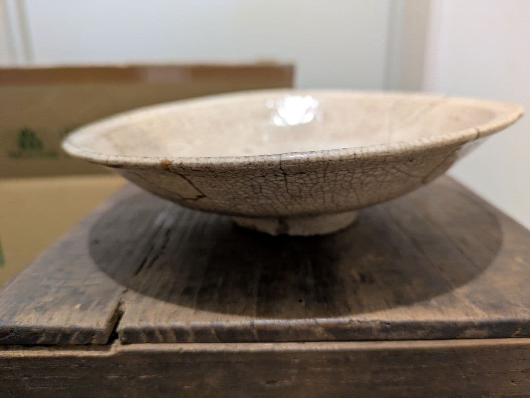 時代物　李朝　井戸茶碗　平茶碗　仕覆付　夏茶碗　骨董品　金直し