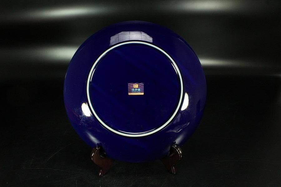 中国美術 瑠璃 金彩 皿(K-LC749)