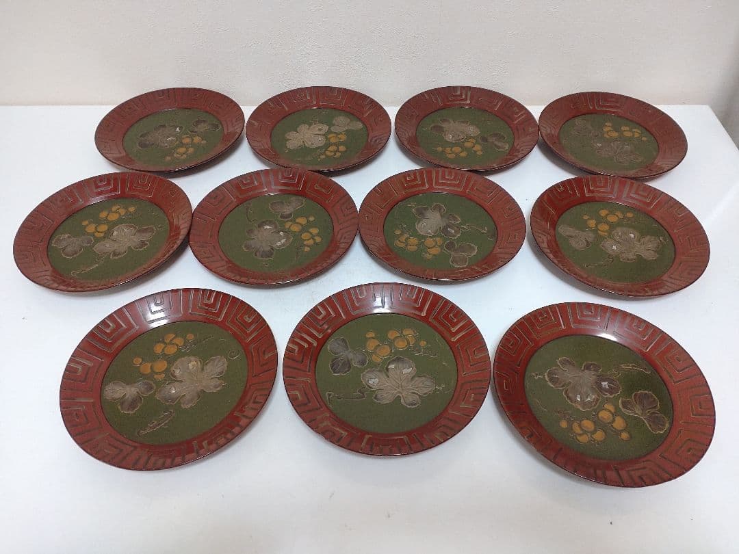 李朝 漆器 皿 螺鈿 11枚 美術 骨董 茶道具