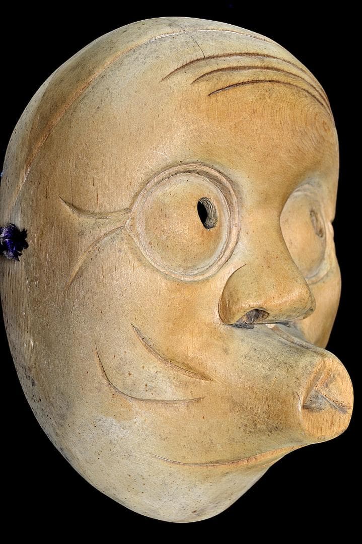 木彫り　神楽面　汐吹き面