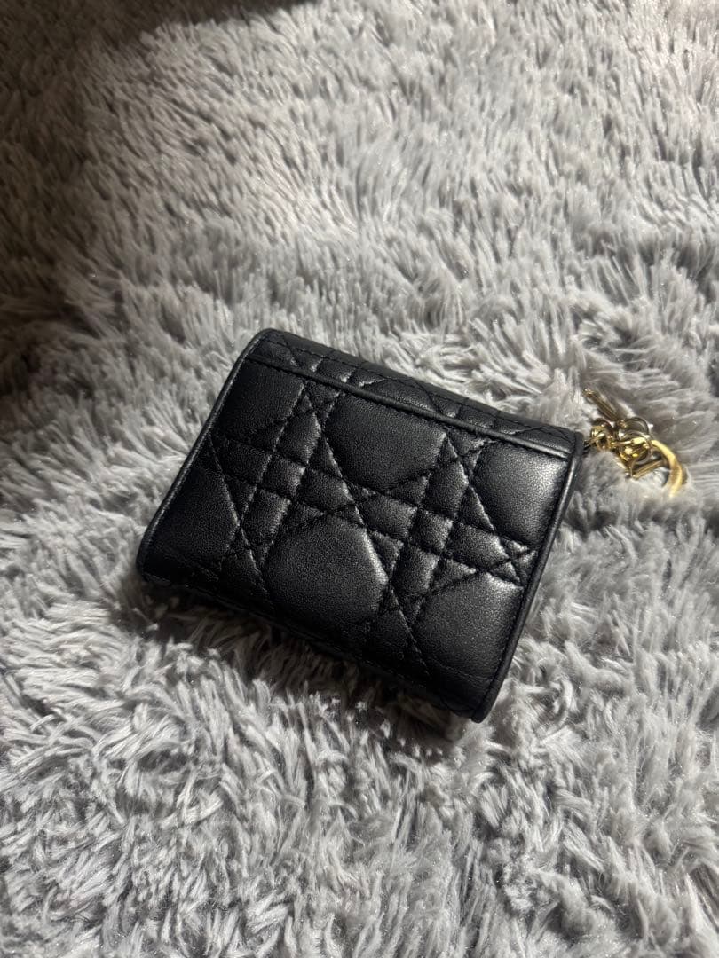 【限定値下げ】Dior ロータスウォレット　三つ折り財布　ラムスキン　ブラック