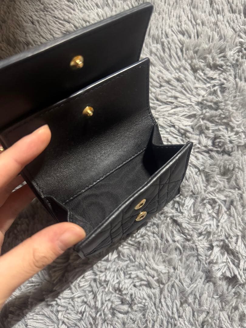 【限定値下げ】Dior ロータスウォレット　三つ折り財布　ラムスキン　ブラック