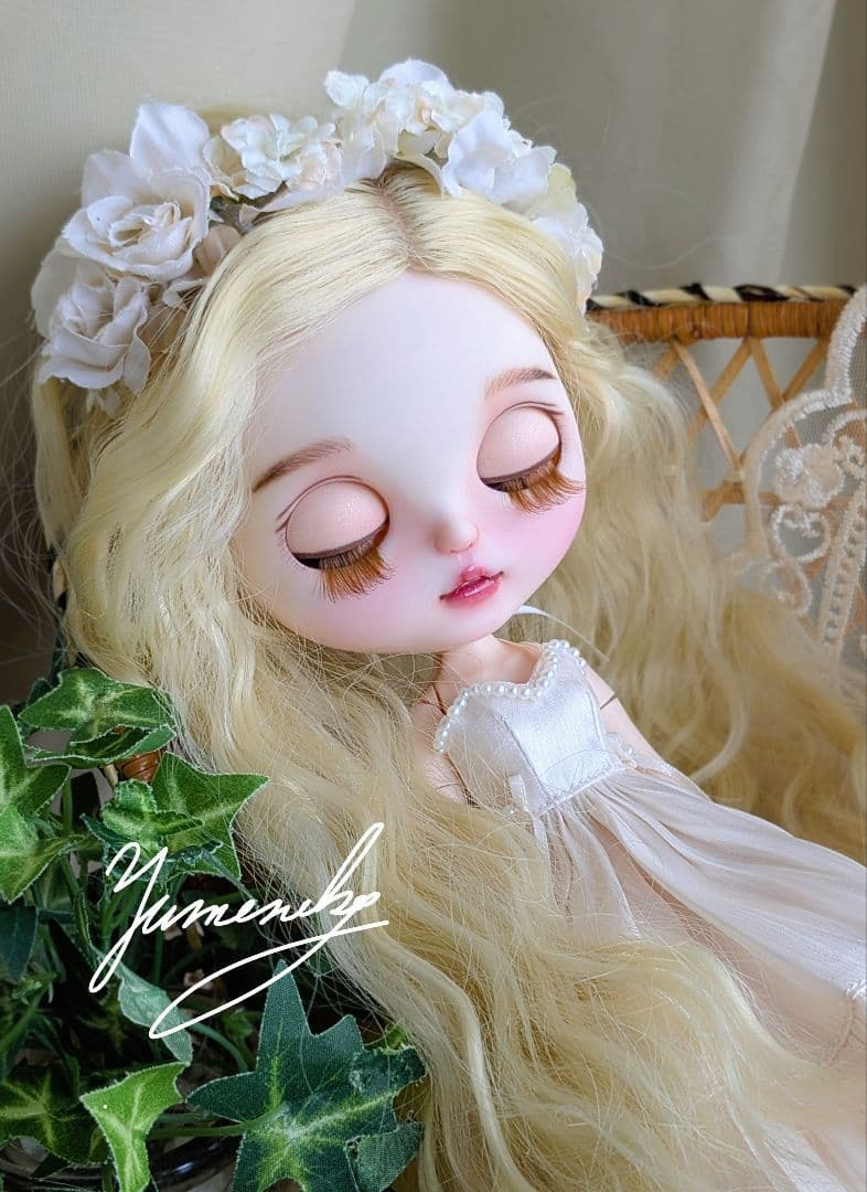 カスタムアイシードール ❀被せるウィッグ付き ドレス 花かんむりセット ❀
