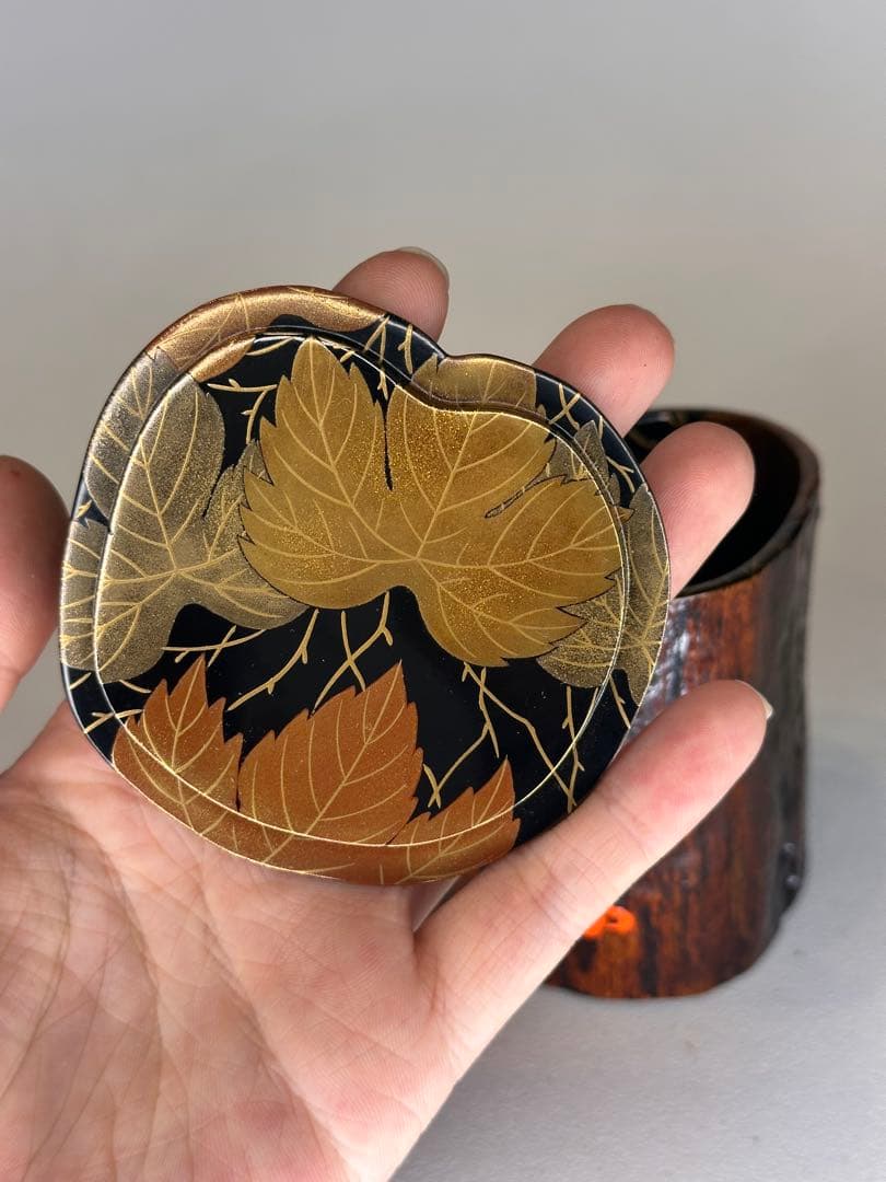 漆器　茶棗 樹根形　内金蒔絵　洒金　款有