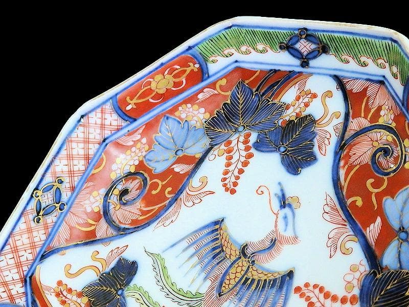 大聖寺伊万里　金襴手　桐に鳳凰の図　八角5寸皿　B232AS-CUr