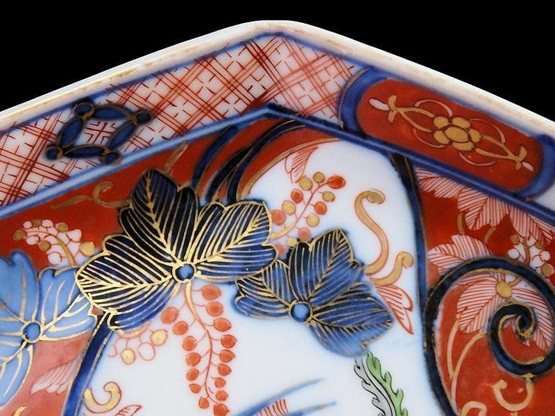 大聖寺伊万里　金襴手　桐に鳳凰の図　八角5寸皿　B232AS-CUr