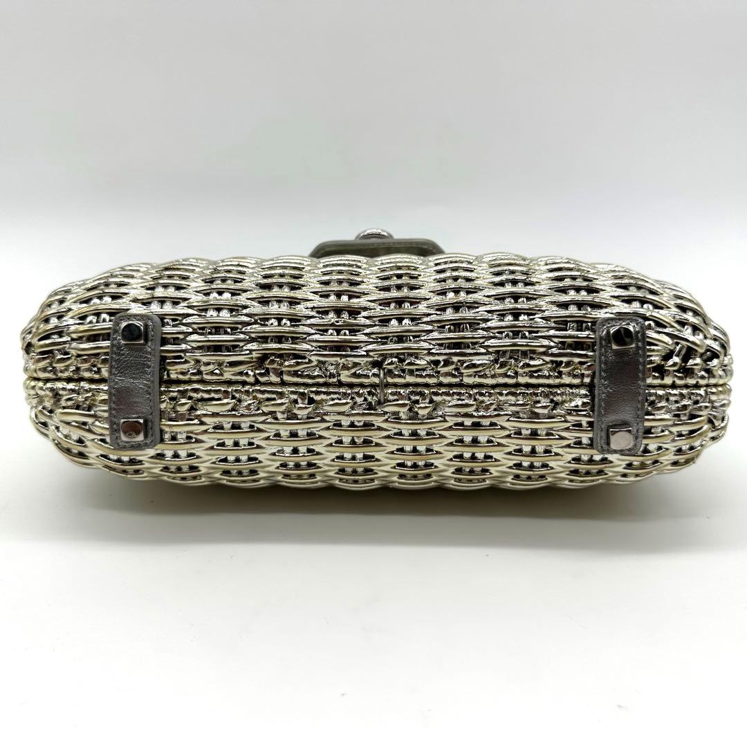 【希少美品】フェラガモ ガンチーニ かごバッグ ハンドバッグ シルバー金具