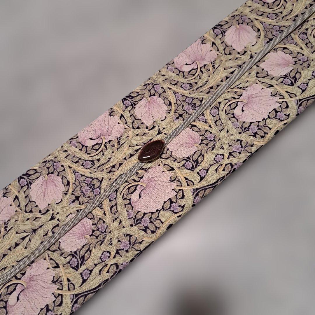開き名古屋帯　ウィリアムモリス　ピンパーネル×正絹紬　米沢織