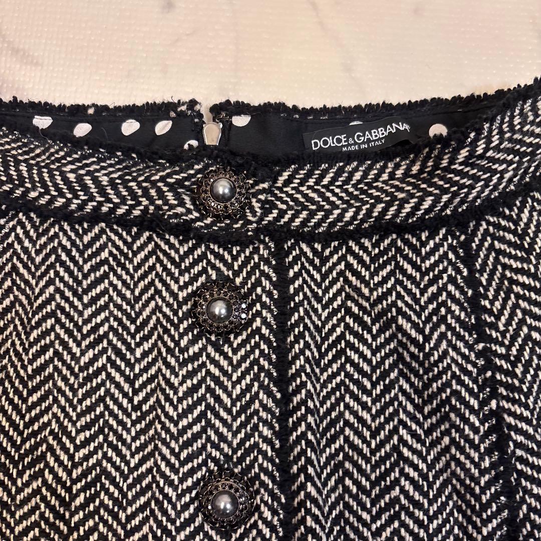 DOLCE&GABBANA ヘリンボーン フレアスカート 40