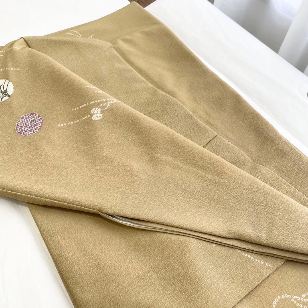 【高島屋】　洗える着物　化繊　袷　小紋　着物　縮緬風　とび柄