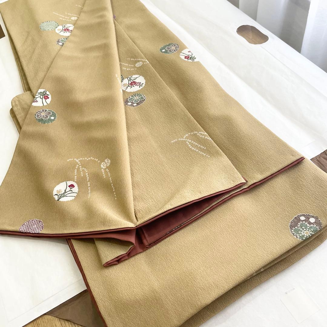 【高島屋】　洗える着物　化繊　袷　小紋　着物　縮緬風　とび柄