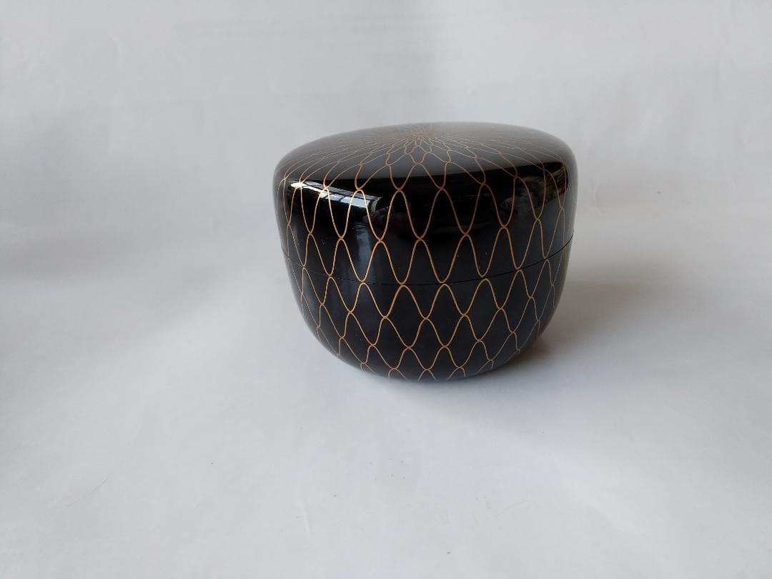 山中塗 棗 新井喜峰 作 網目蒔絵 平棗 共箱 共布 漆器 漆芸 新品 未使用品