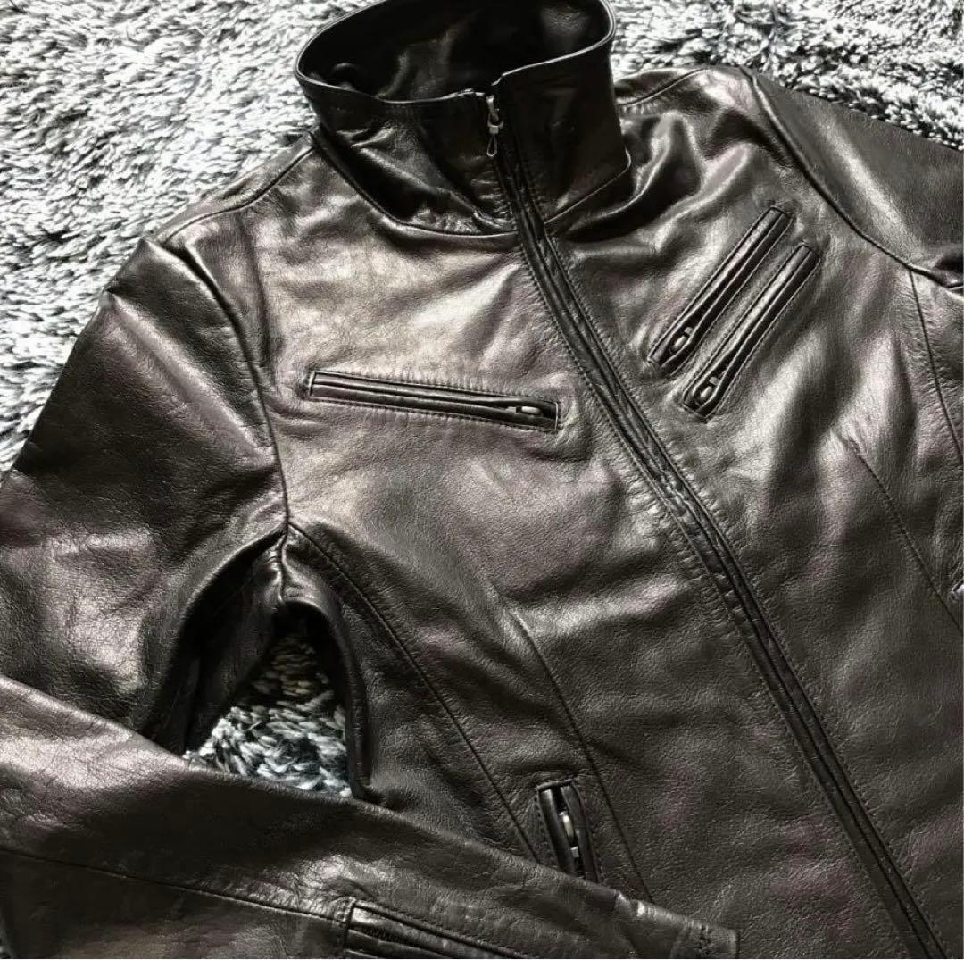 【処分価格】【FUGA】未使用品　黒レザー シングルライダースジャケット