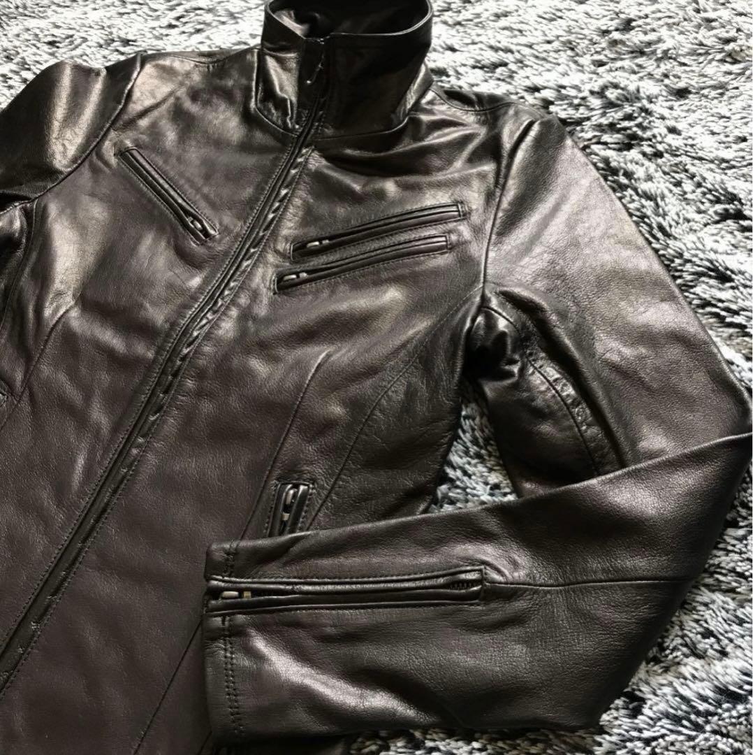 【処分価格】【FUGA】未使用品　黒レザー シングルライダースジャケット