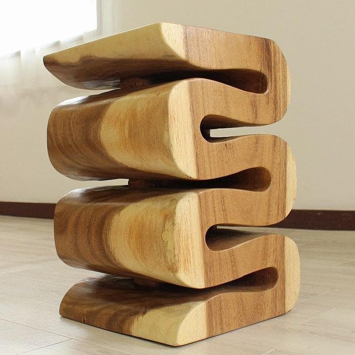 【在庫セール】モンキーポッド スツール 椅子 木製 無垢材 １本彫り 腰掛 花台