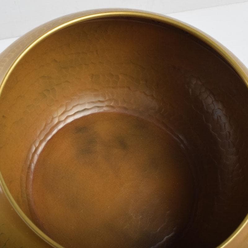 茶道具　龍泉造　黄銅　鎚目　鵬雲斎好　累座建水　共箱　C　9221