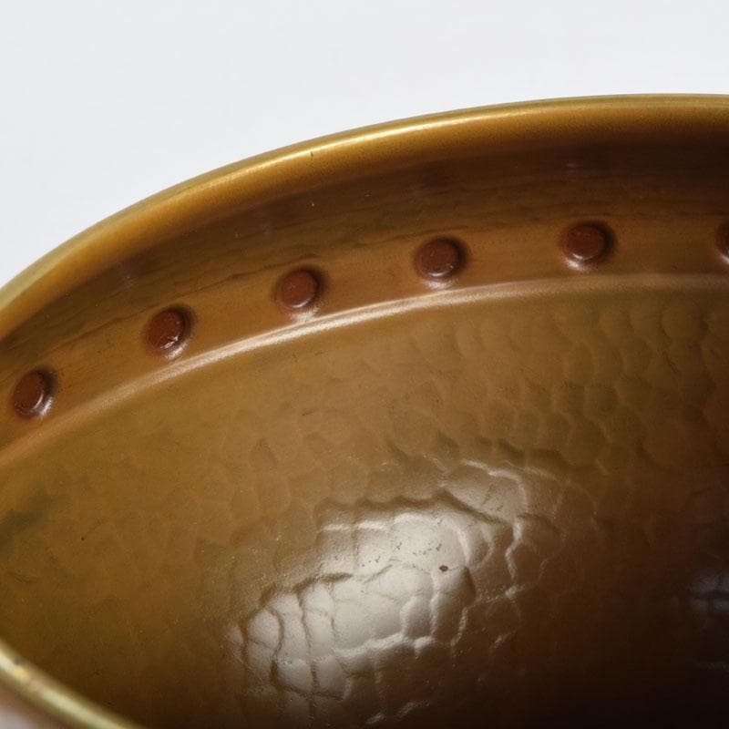 茶道具　龍泉造　黄銅　鎚目　鵬雲斎好　累座建水　共箱　C　9221