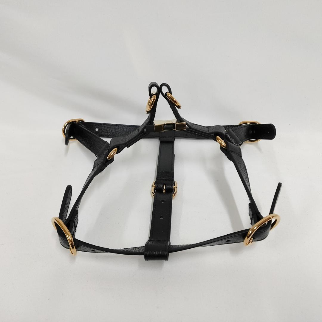 ○★新品 未使用 Gucci オメトリックG ペット ハーネス ブラックレザー