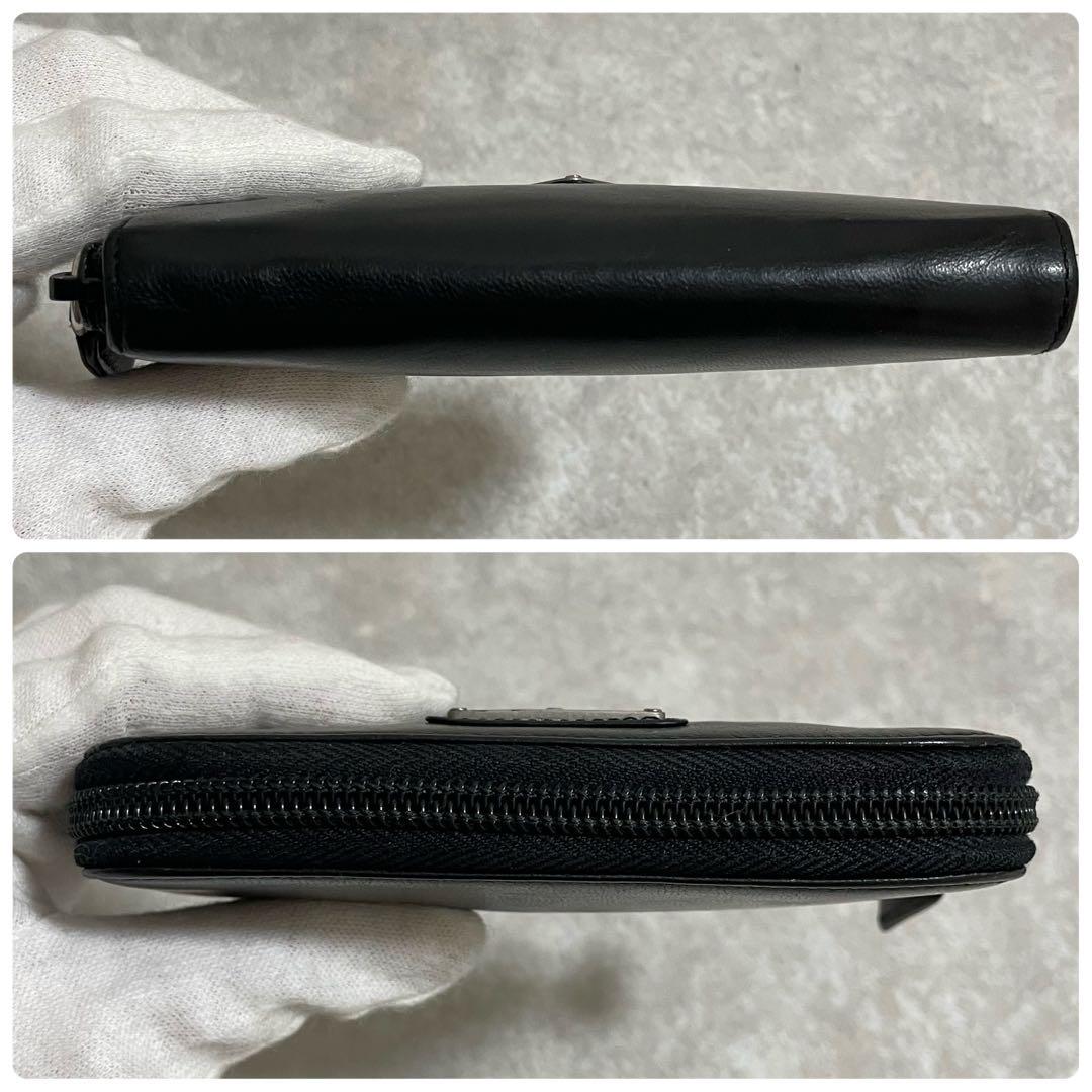 希少　PRADA プラダ　ラウンドジップ　キーケース　6連　レザー　ブラック