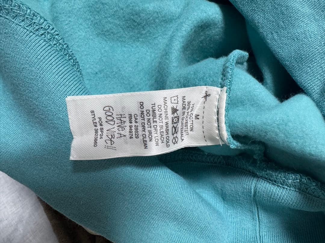 Stüssy アクアブルー フード付きパーカー